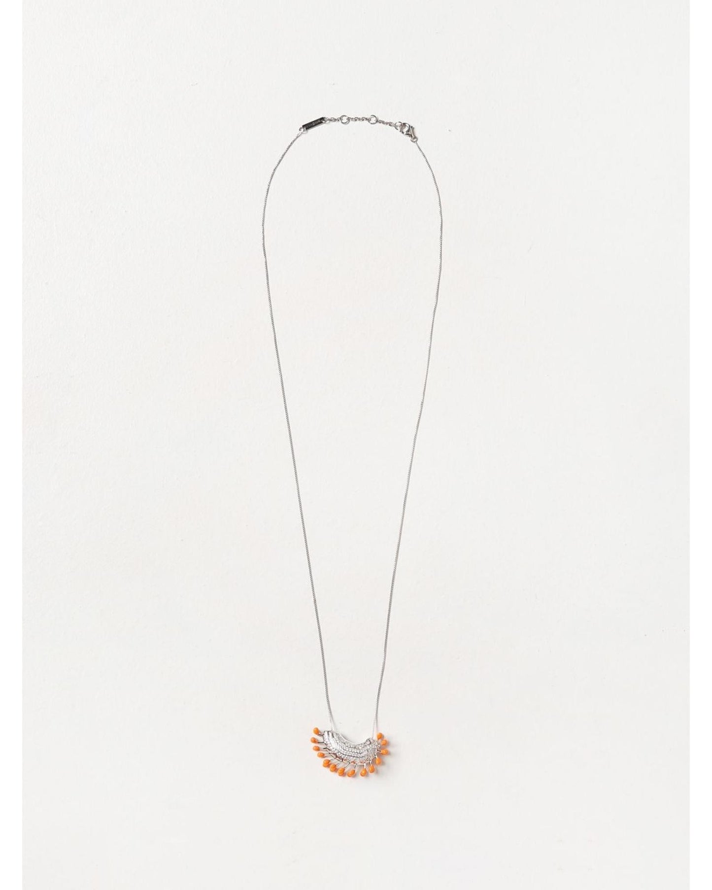 Bottega Veneta Orange Enamel Silver Pendant Necklace Women Tangerine Jewelry Tangerine