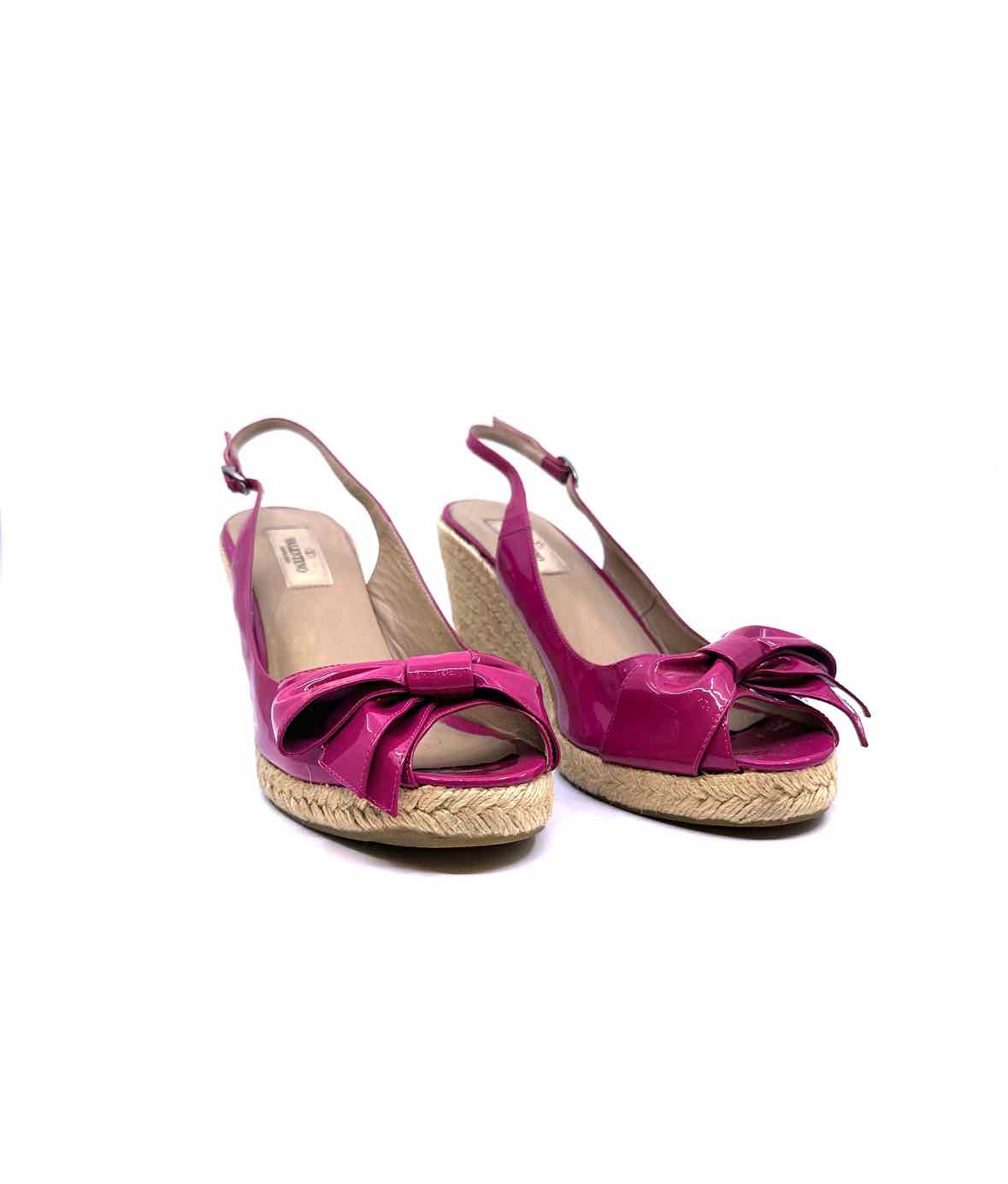 VALENTINO Size 11 Hot Pink Patent Leather Wedge