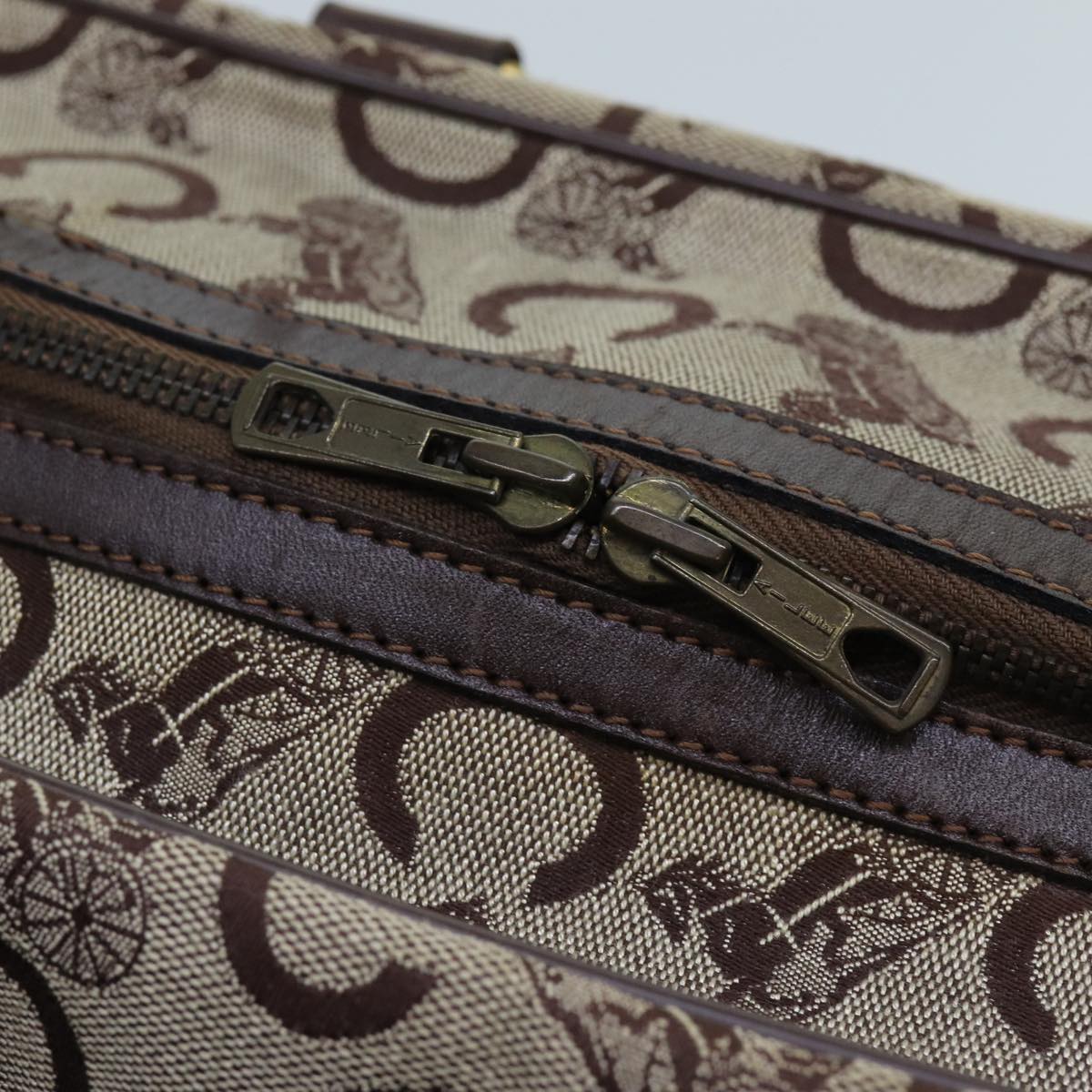 CELINE C Macadam Canvas Boston Bag Beige Auth 71548
