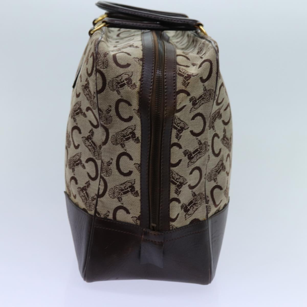 CELINE C Macadam Canvas Boston Bag Beige Auth 71548