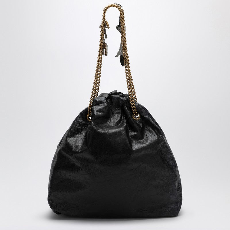 Balenciaga Crush Media Black Leather Tote Bag Women