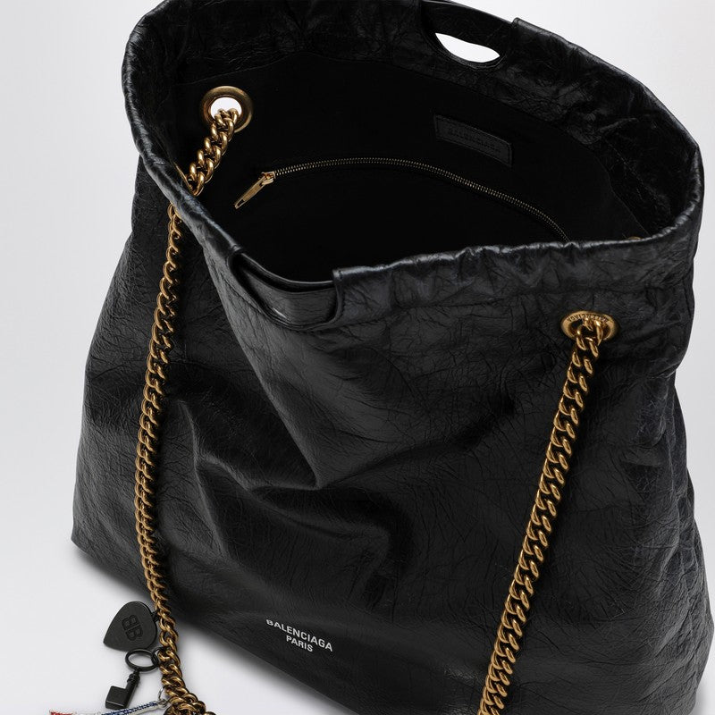 Balenciaga Crush Media Black Leather Tote Bag Women
