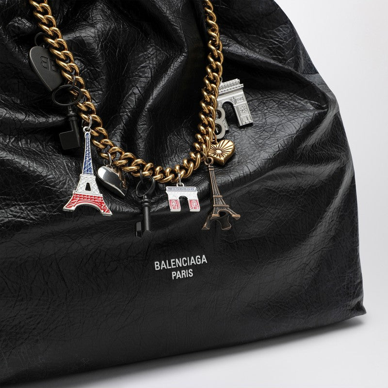 Balenciaga Crush Media Black Leather Tote Bag Women