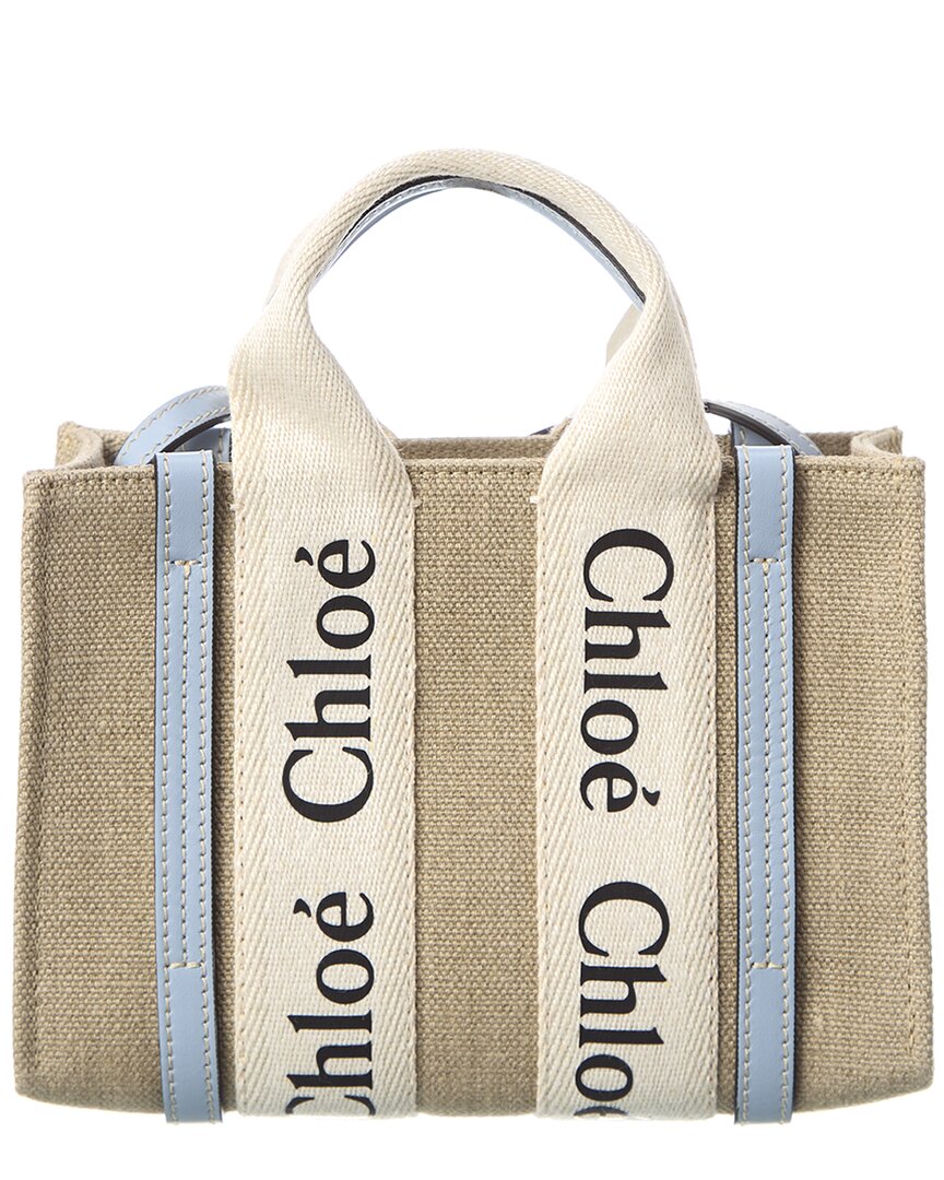 Chloe Woody Mini Canvas & Leather Tote