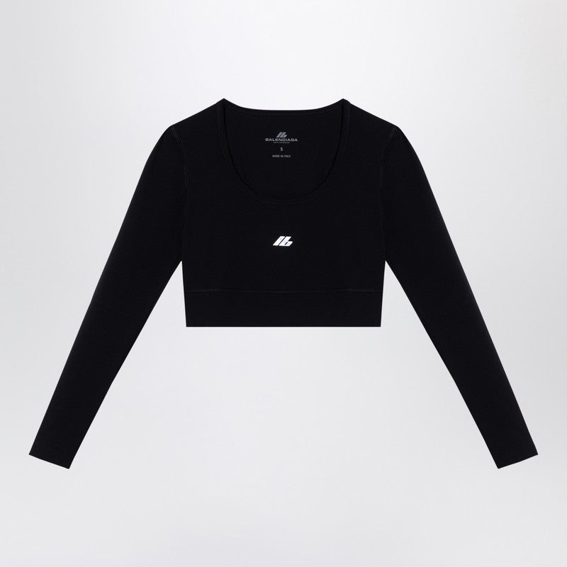Balenciaga Black Activewear Top In Matt Nylon Blend Women