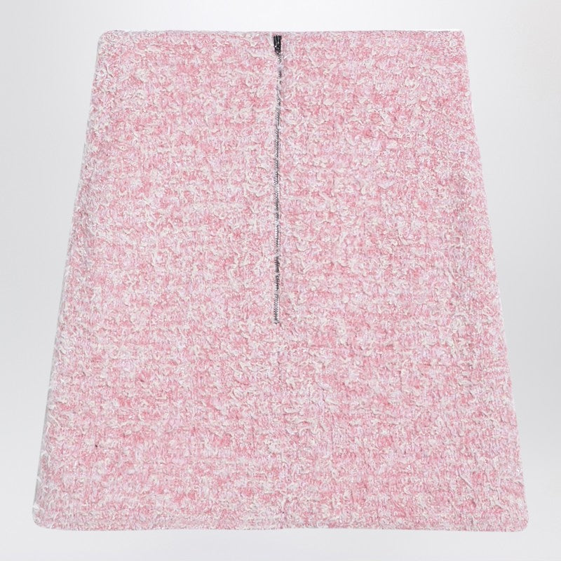 Balenciaga Pink Cotton Blend Tweed Mini Skirt Women