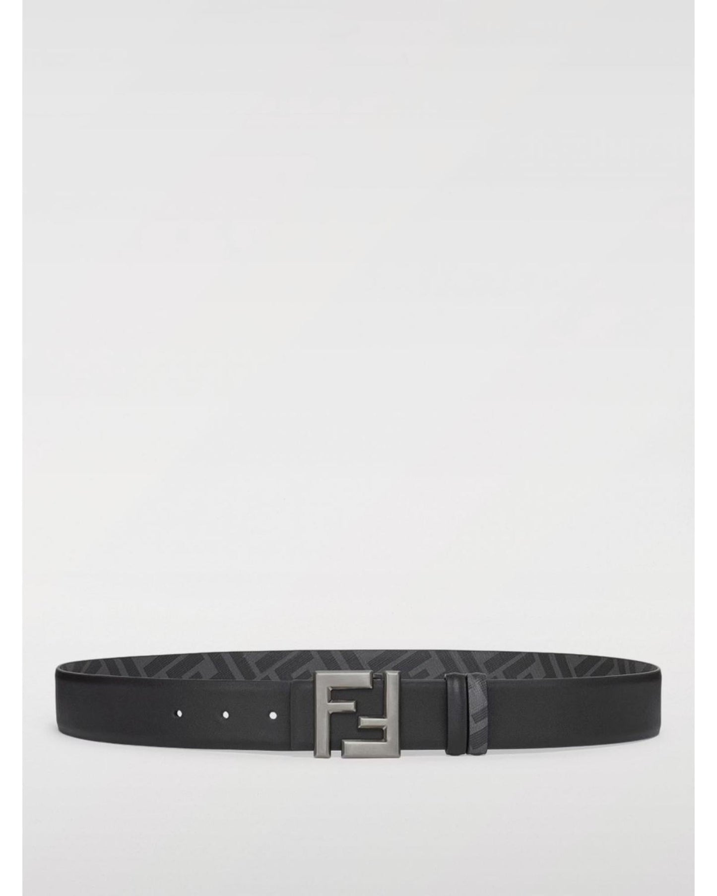 Fendi Leather Belt with FF Buckle Men Dark One Size Fits All Black