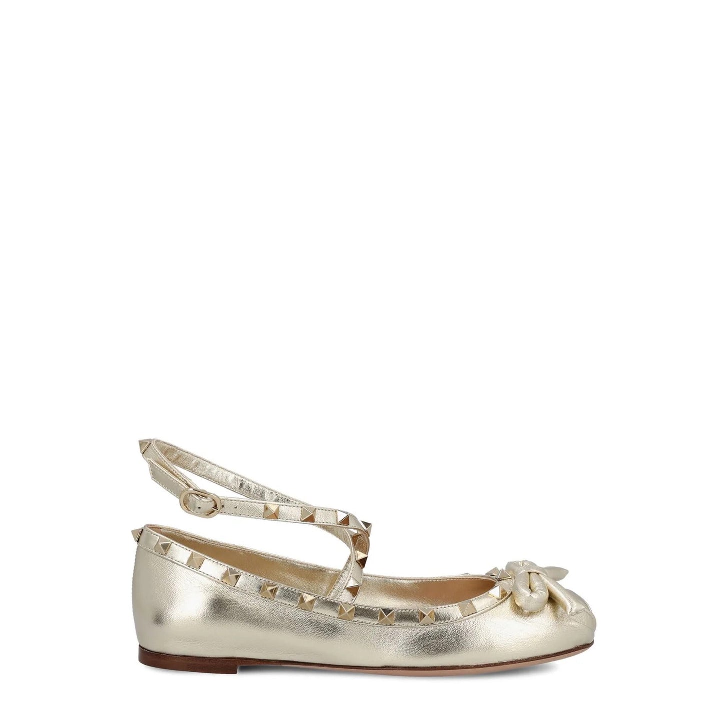 Valentino Garavani Rockstud Bow Detailed Ballerinas 40 Silver