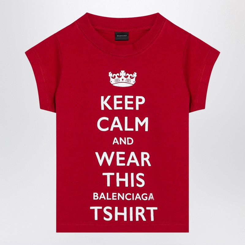 Balenciaga Red Cropped T-Shirt Keep Calm Women