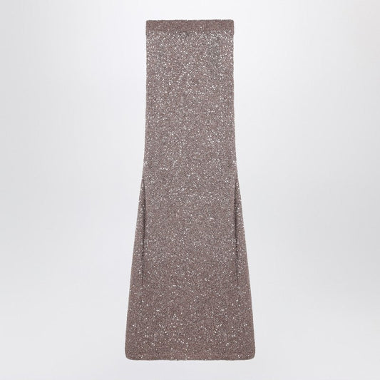 Balenciaga Light Brown/Silver Maxi Skirt With Sequins Women