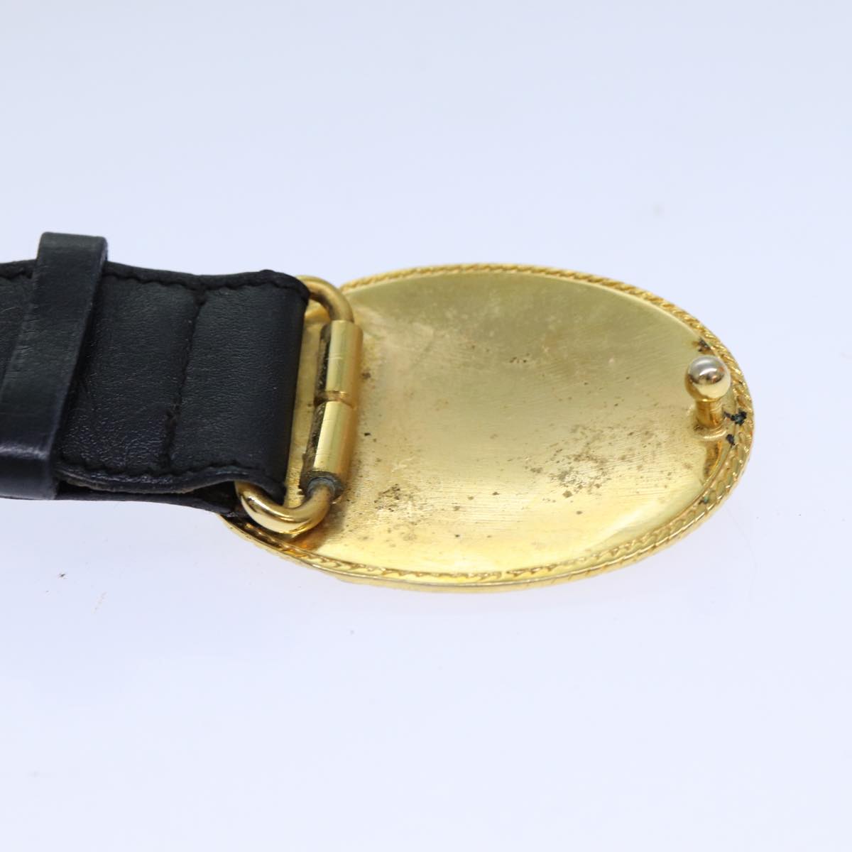CELINE Belt 65 Leather 29.9" Black Auth 81375