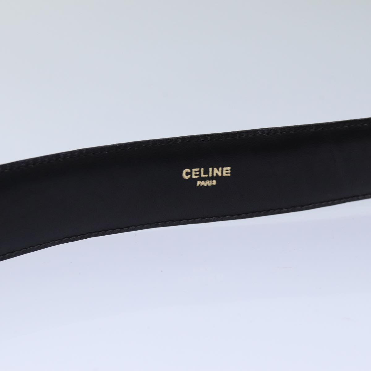 CELINE Belt 65 Leather 29.9" Black Auth 81375