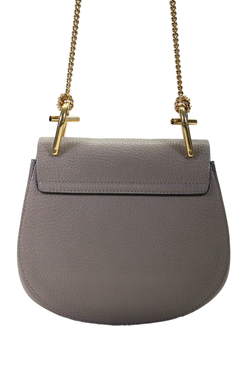 Chloe Womens Taupe Brown Leather Drew Chain Small Crossbody Bag Handbag