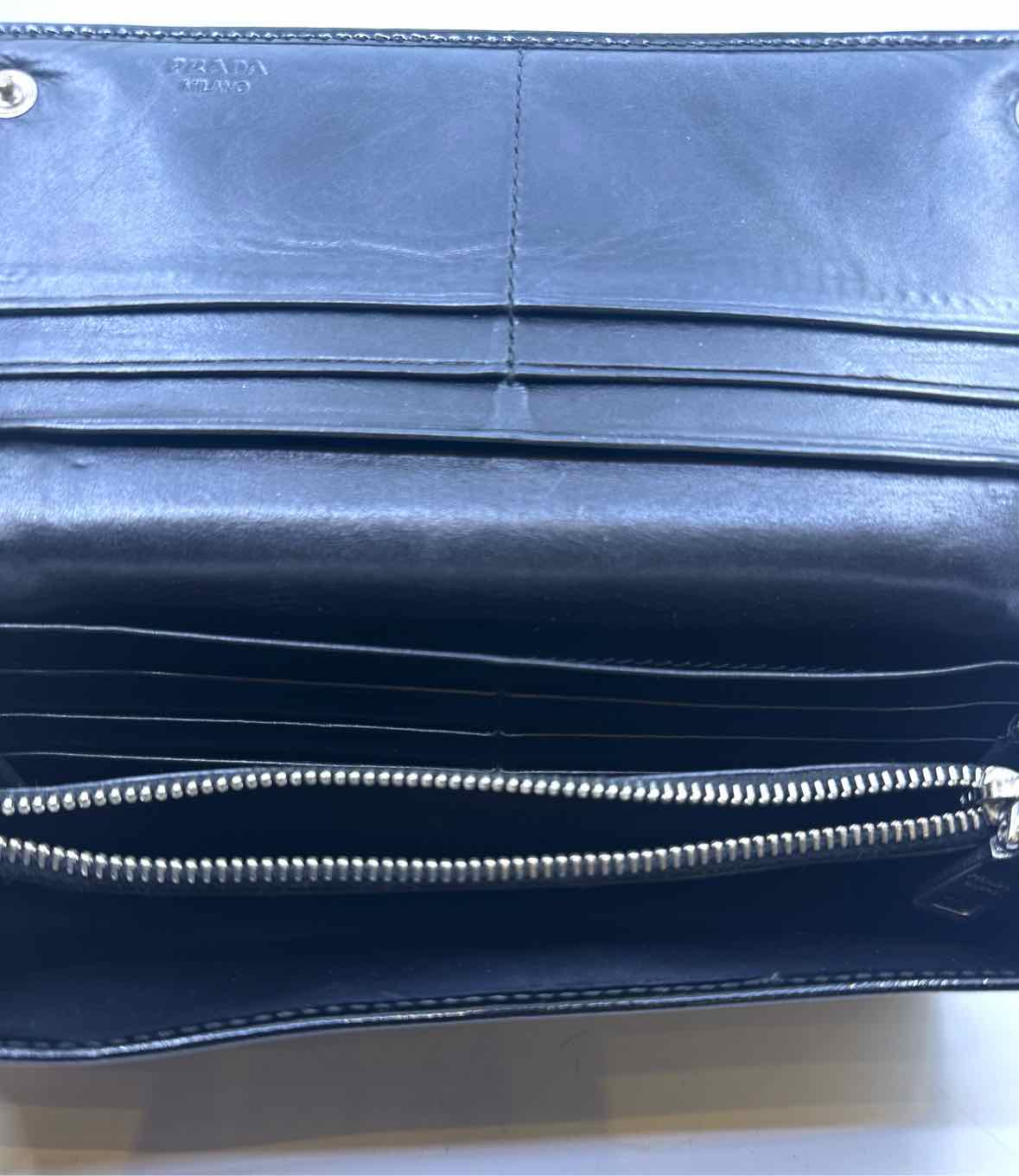 PRADA Continental Black Patent Leather Studs Wallet