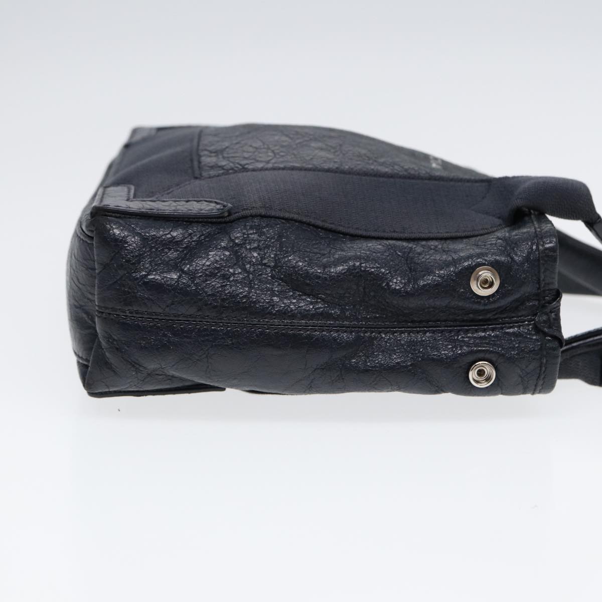 BALENCIAGA Navy Cabas XS Hand Bag Leather 2way Navy Silver 390346 Auth 88514