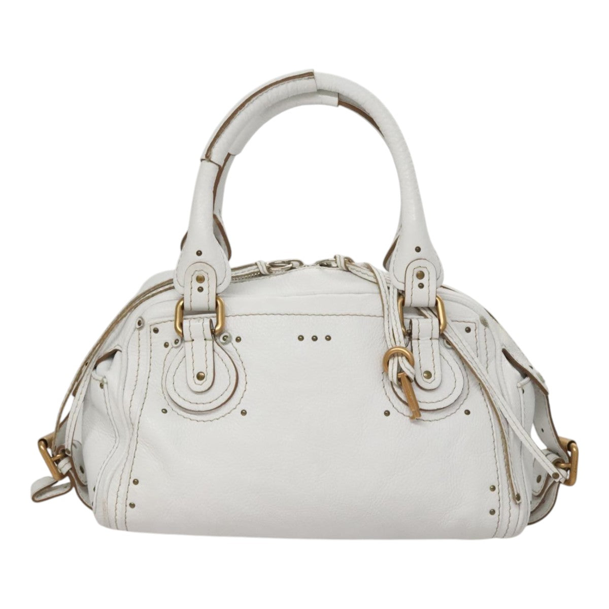 Chloe Paddington Hand Bag Leather White 93544