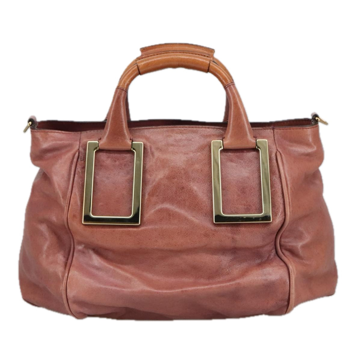 Chloe Etel Hand Bag Leather 2way Pink Gold 97477