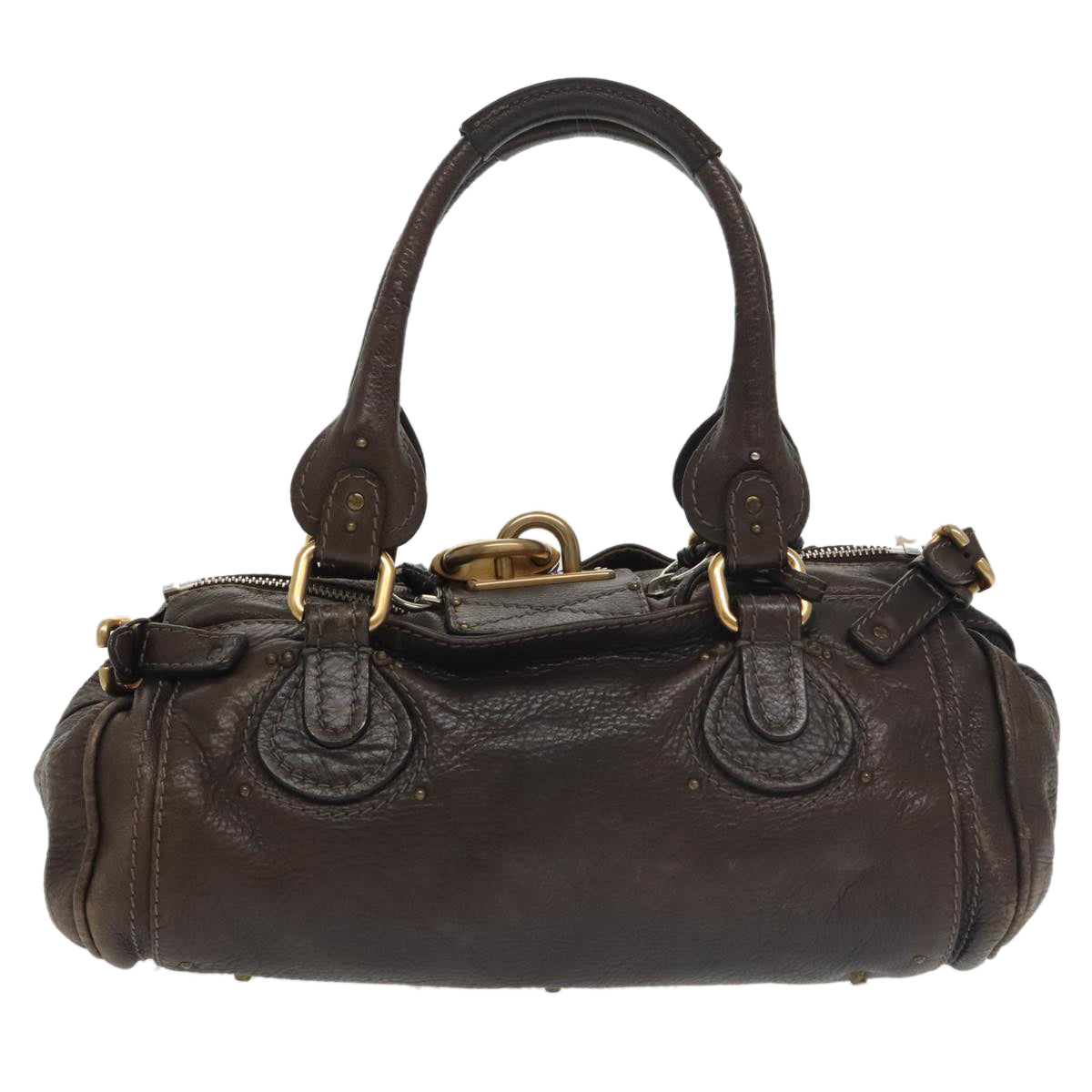 Chloe Paddington Hand Bag Leather Brown Gold 98287