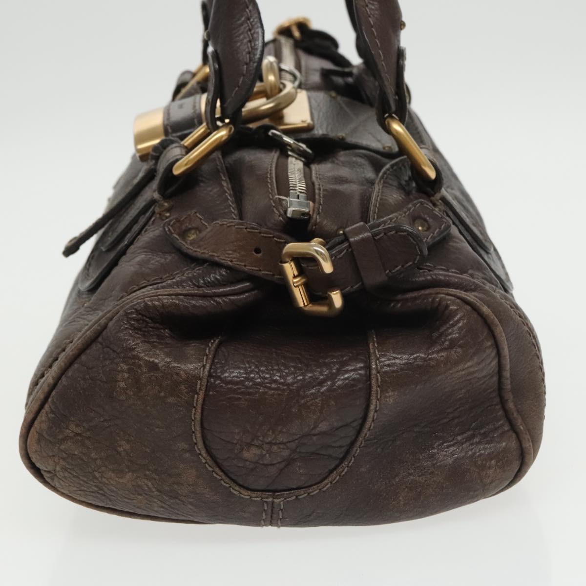 Chloe Paddington Hand Bag Leather Brown Gold 98287