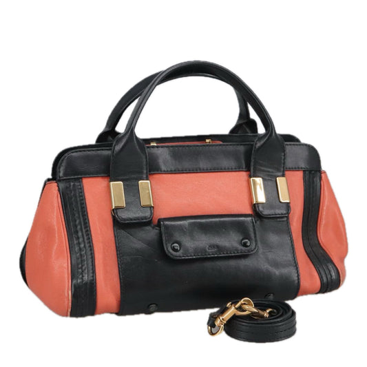 Chloe Little Alice Hand Bag Leather 2way Orange 98616