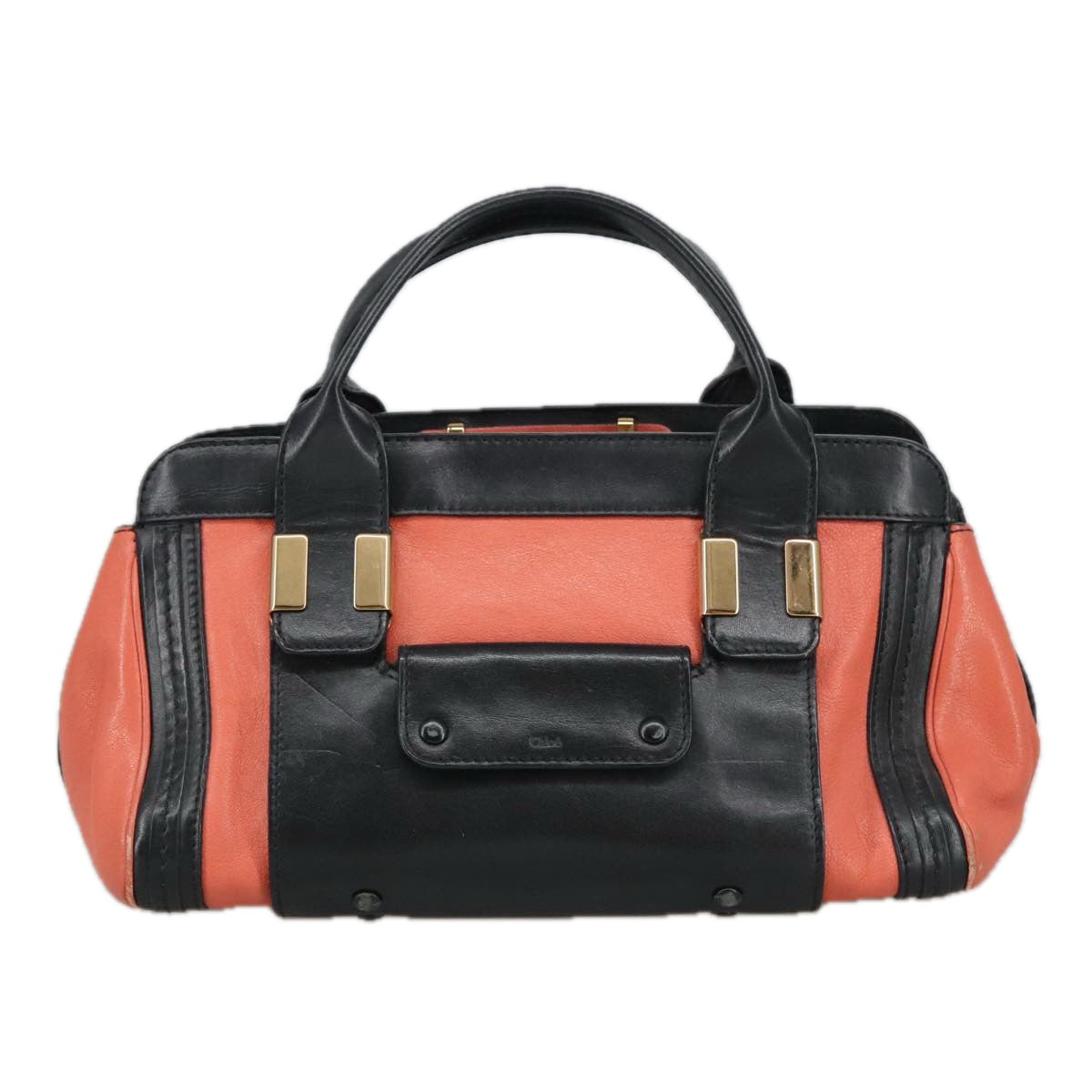 Chloe Little Alice Hand Bag Leather 2way Orange 98616