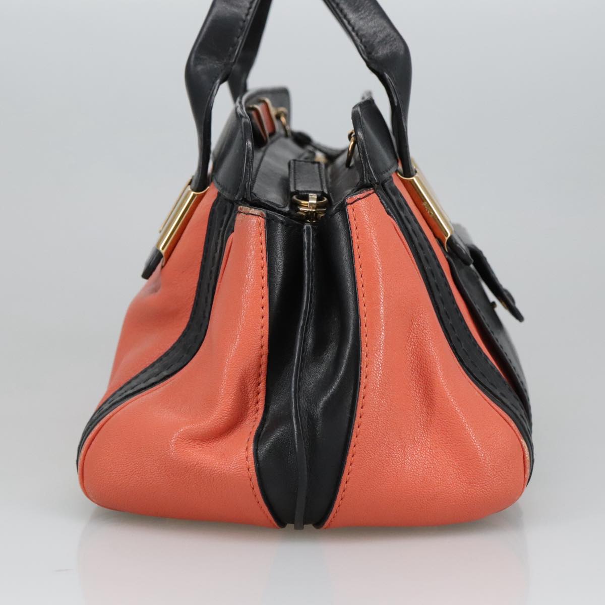 Chloe Little Alice Hand Bag Leather 2way Orange 98616