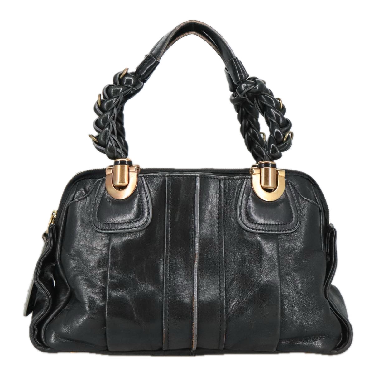 Chloe Eloise Hand Bag Leather Black Gold 98619