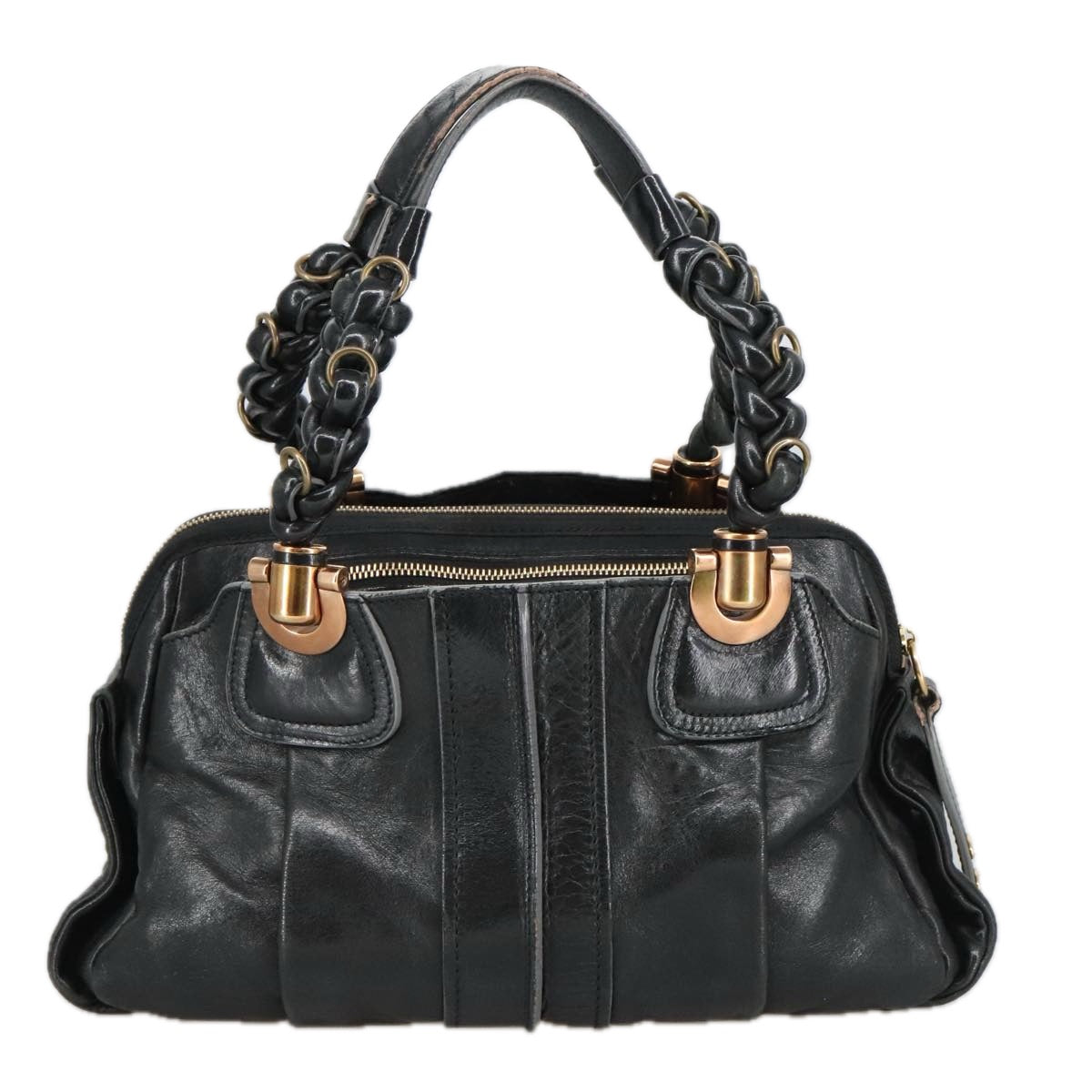 Chloe Eloise Hand Bag Leather Black Gold 98619