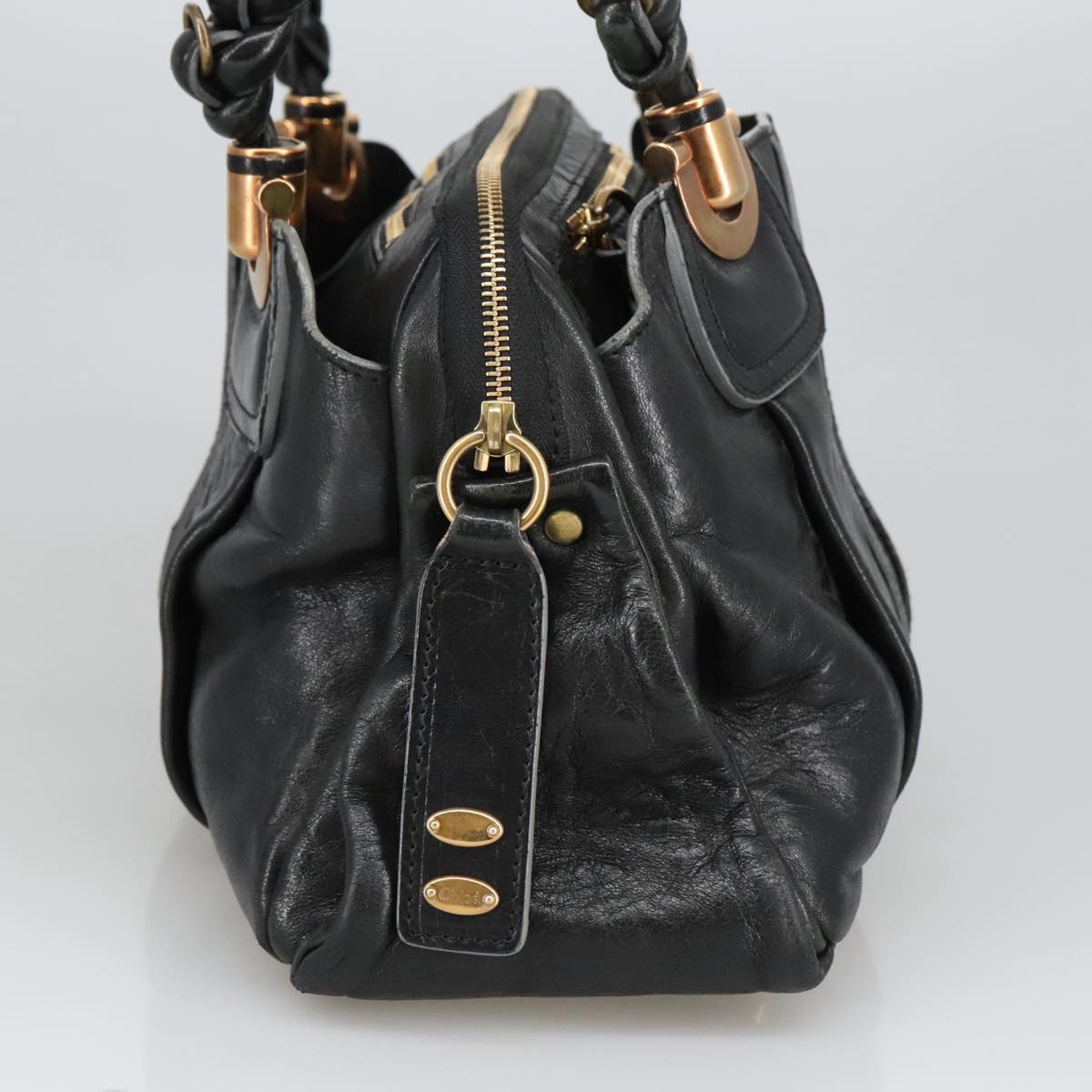 Chloe Eloise Hand Bag Leather Black Gold 98619