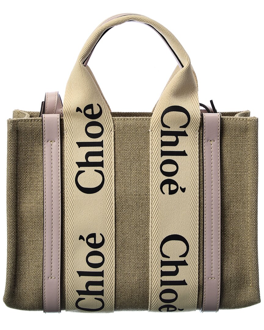 Chloe Woody Small Canvas & Leather Tote