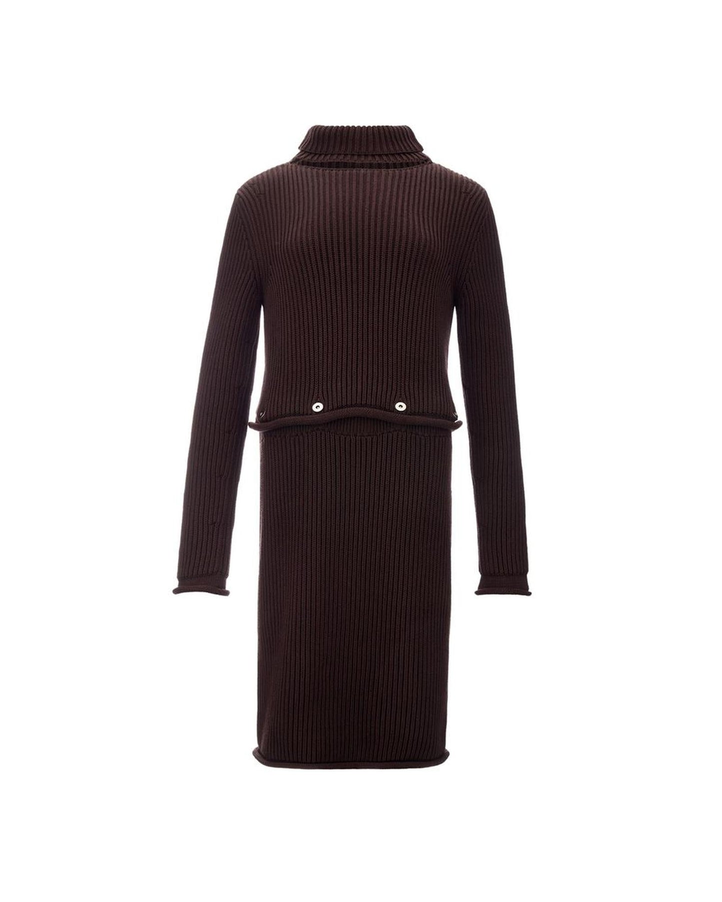 Bottega Veneta Ribbed Knit Dress Brown 8 Brown