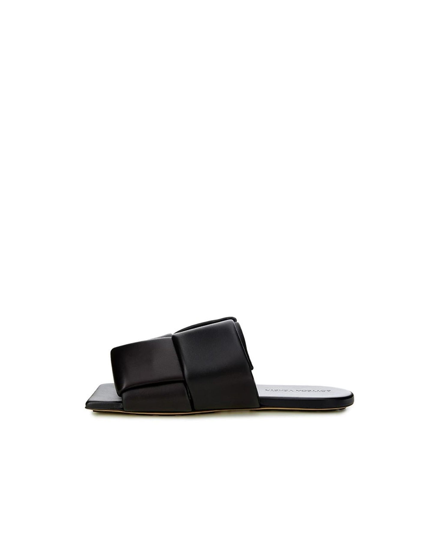 Bottega Veneta Padded Cassette Slide Black Leather Slippers