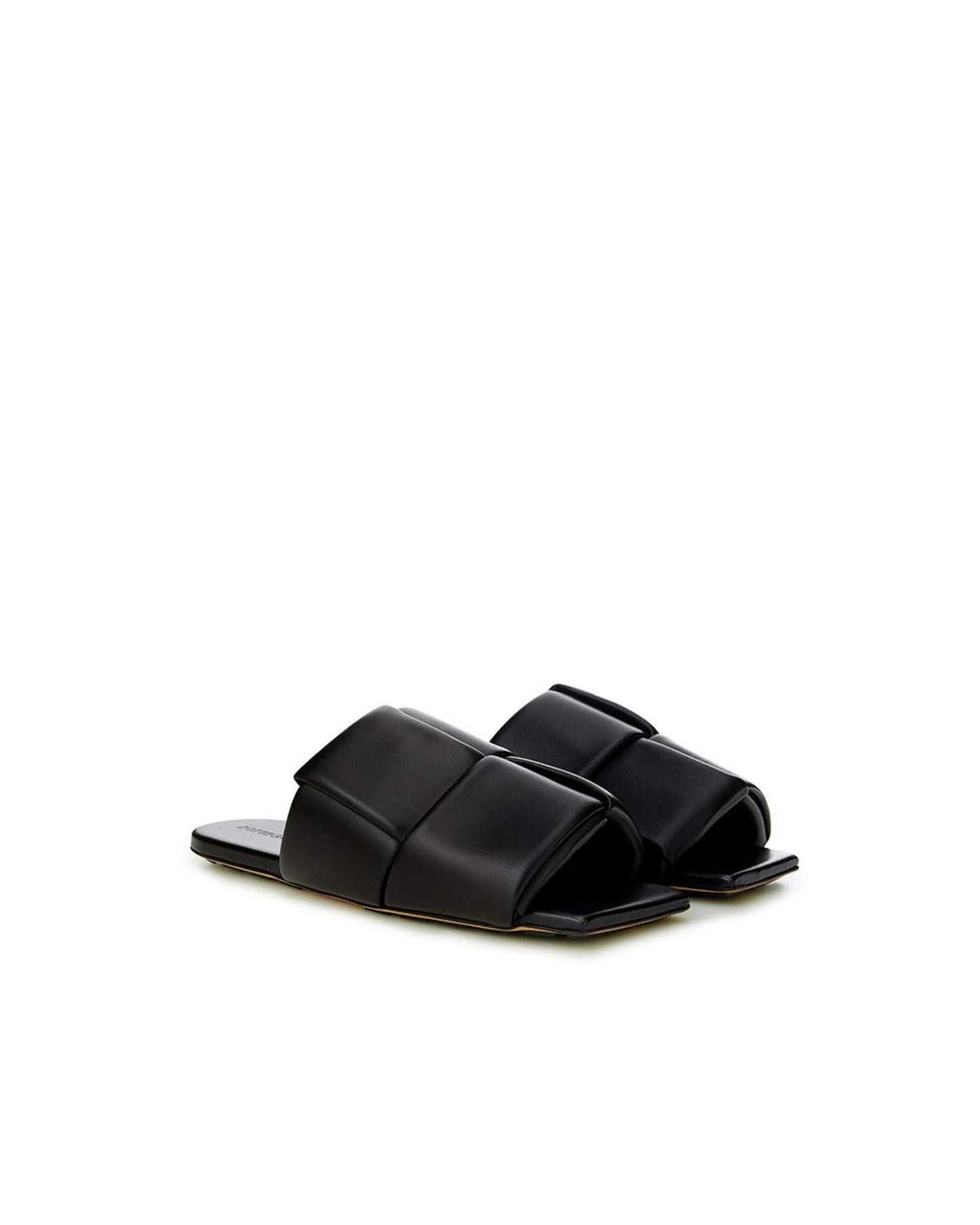 Bottega Veneta Padded Cassette Slide Black Leather Slippers