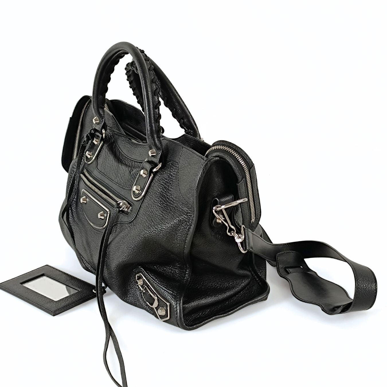 BALENCIAGA Balenciaga Balenciaga Le City Metallic Medium shoulder bag in black leather