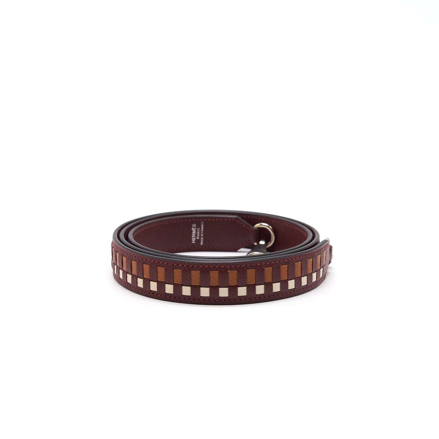 Hermes 110cm Tressage Cuir Chevron 25mm Bag Strap