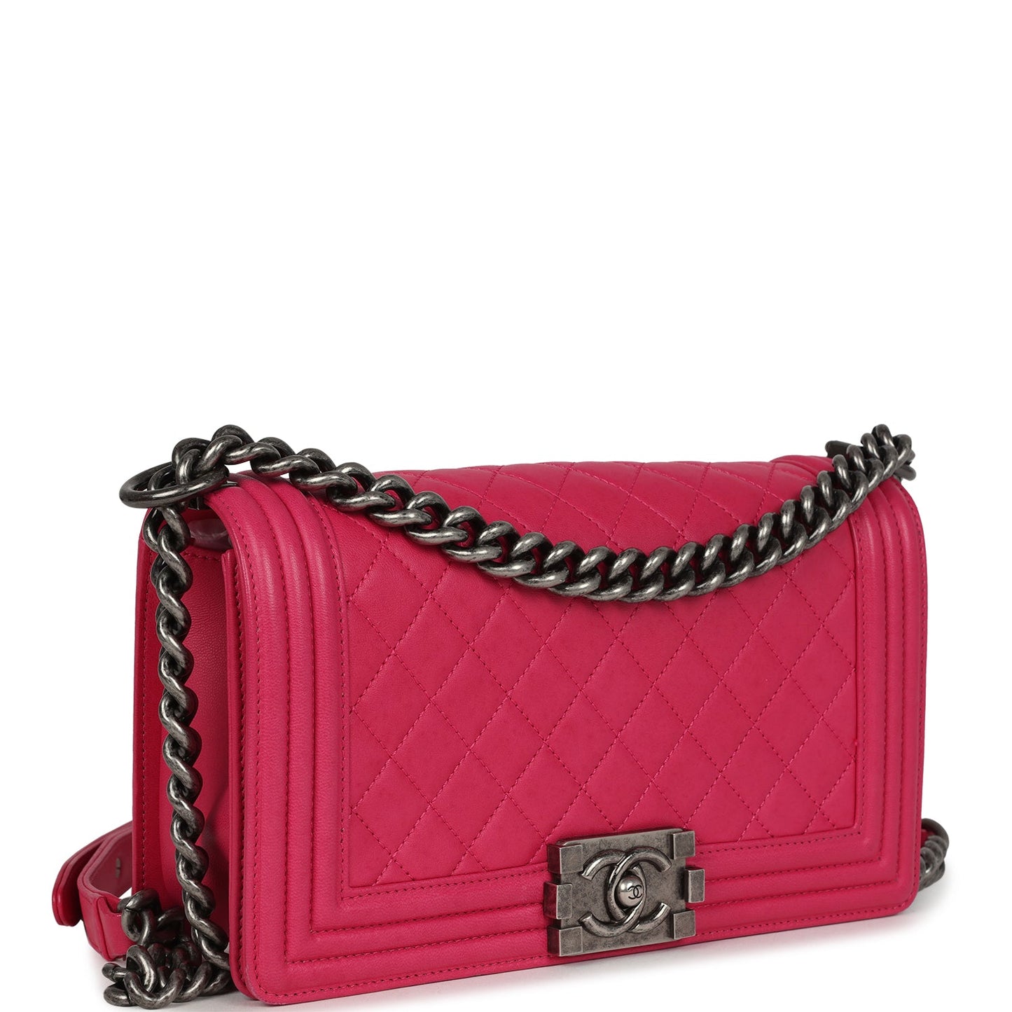 Chanel Medium Boy Bag Pink Lambskin Aged Ruthenium Hardware