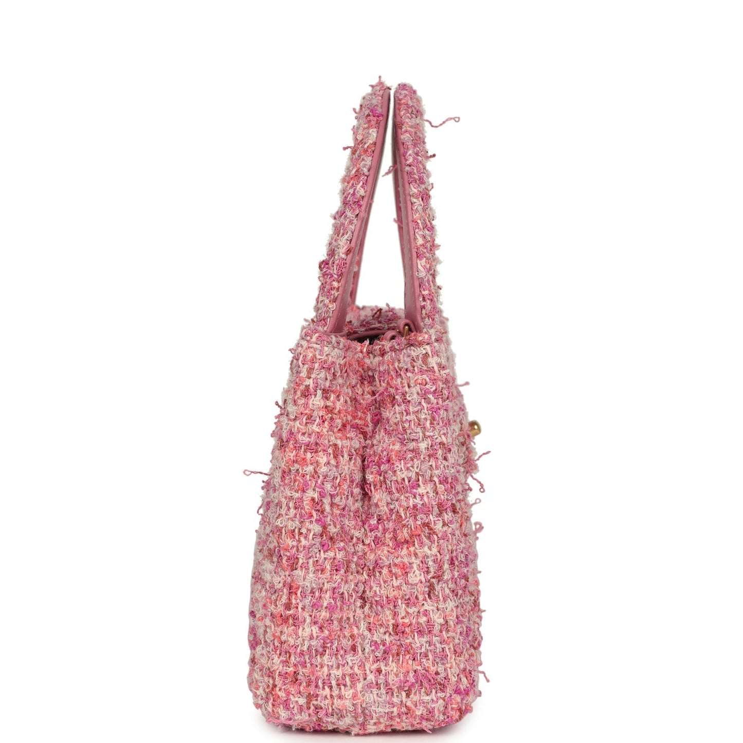 Chanel Small Kelly Shopper Pink Tweed Brushed Gold Hardware