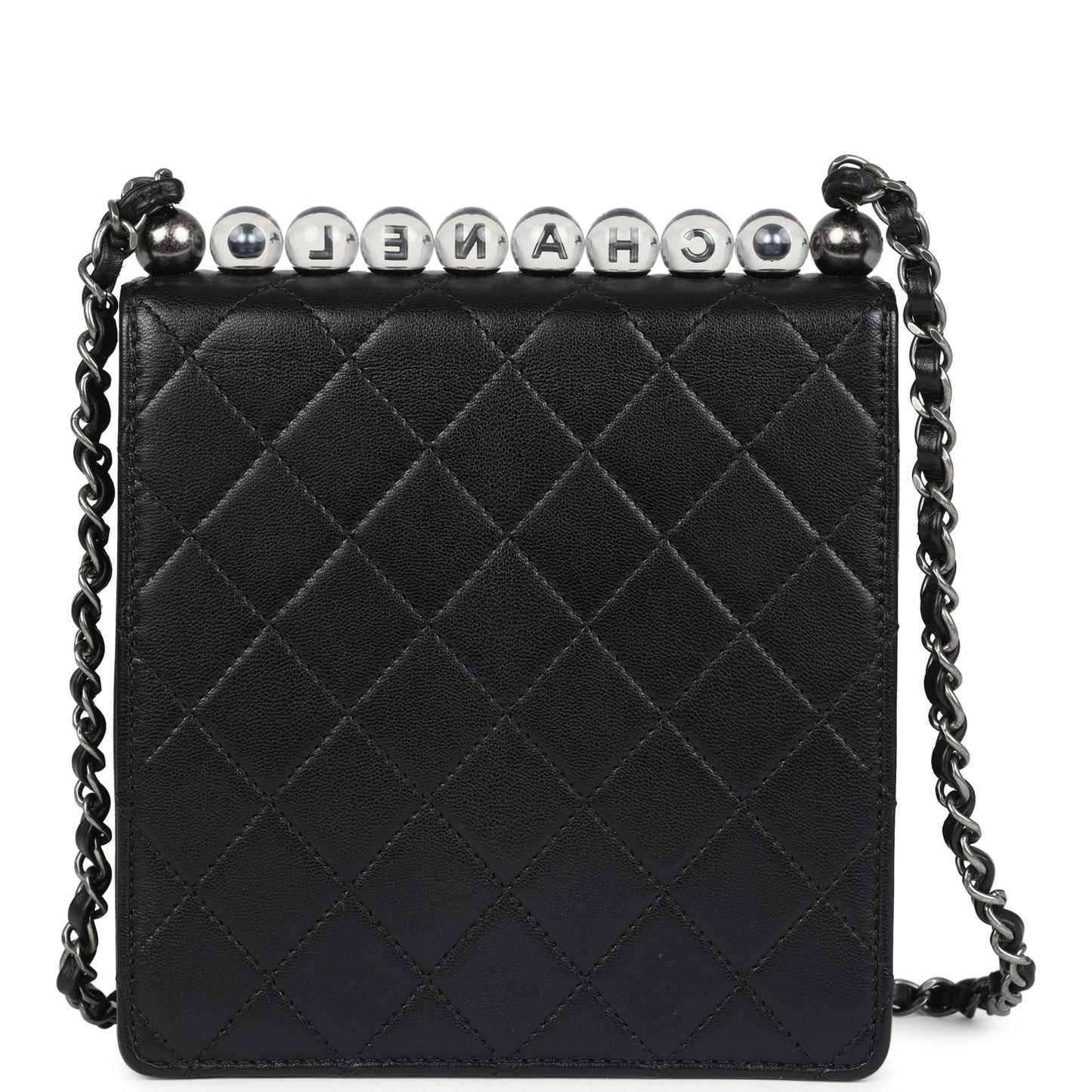 Chanel Chic Pearls Flap Bag Black Calfskin Aged Ruthenium Hardware