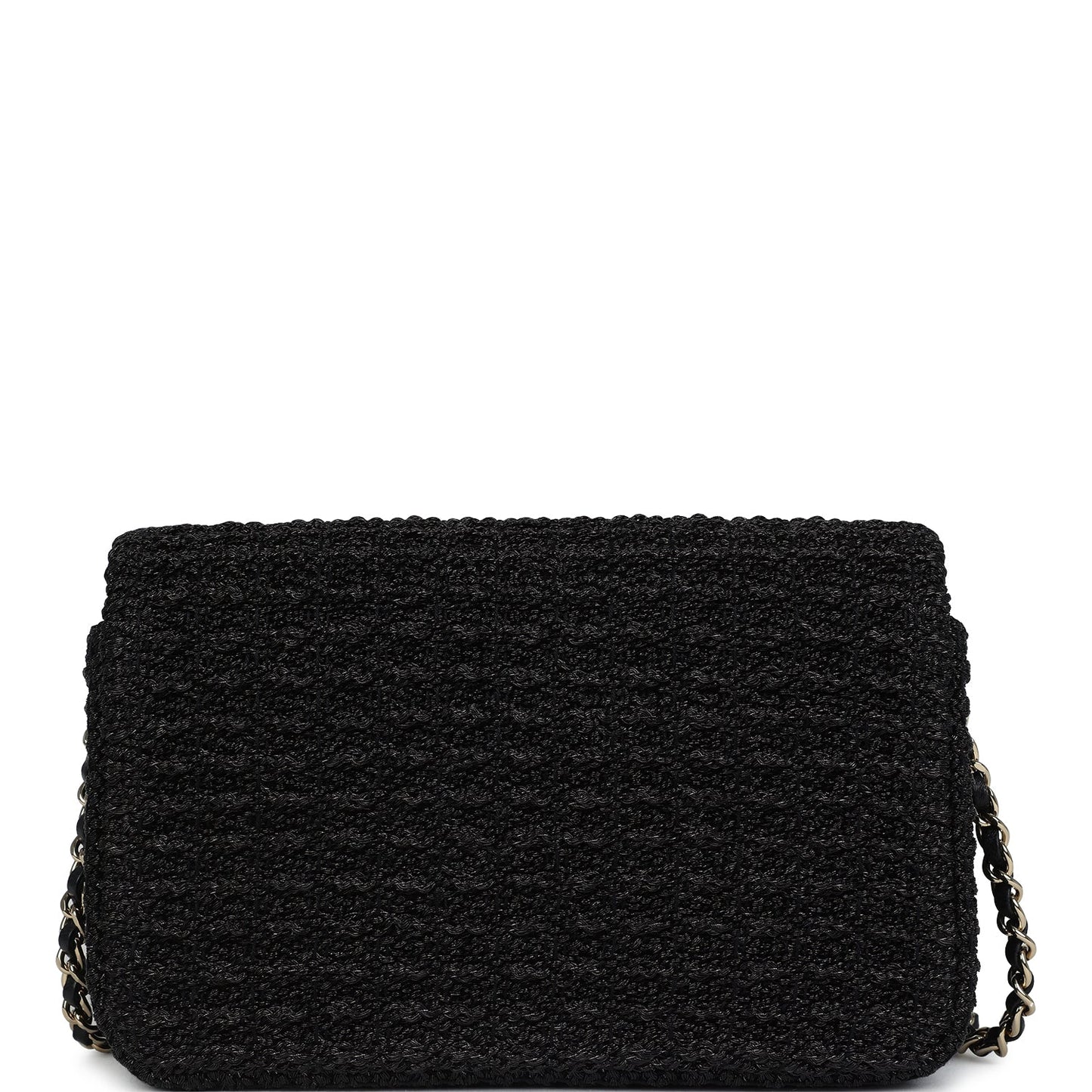 Chanel Mini Summer Nights Flap Bag Black Woven Patent Leather Light Gold Hardware