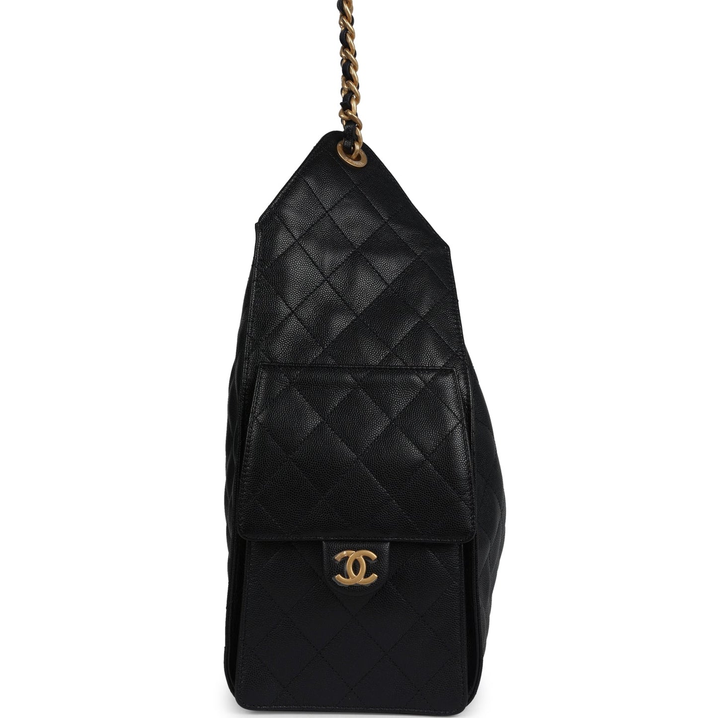 Chanel Medium 25 Hobo Bag Black Caviar Antique Gold Hardware