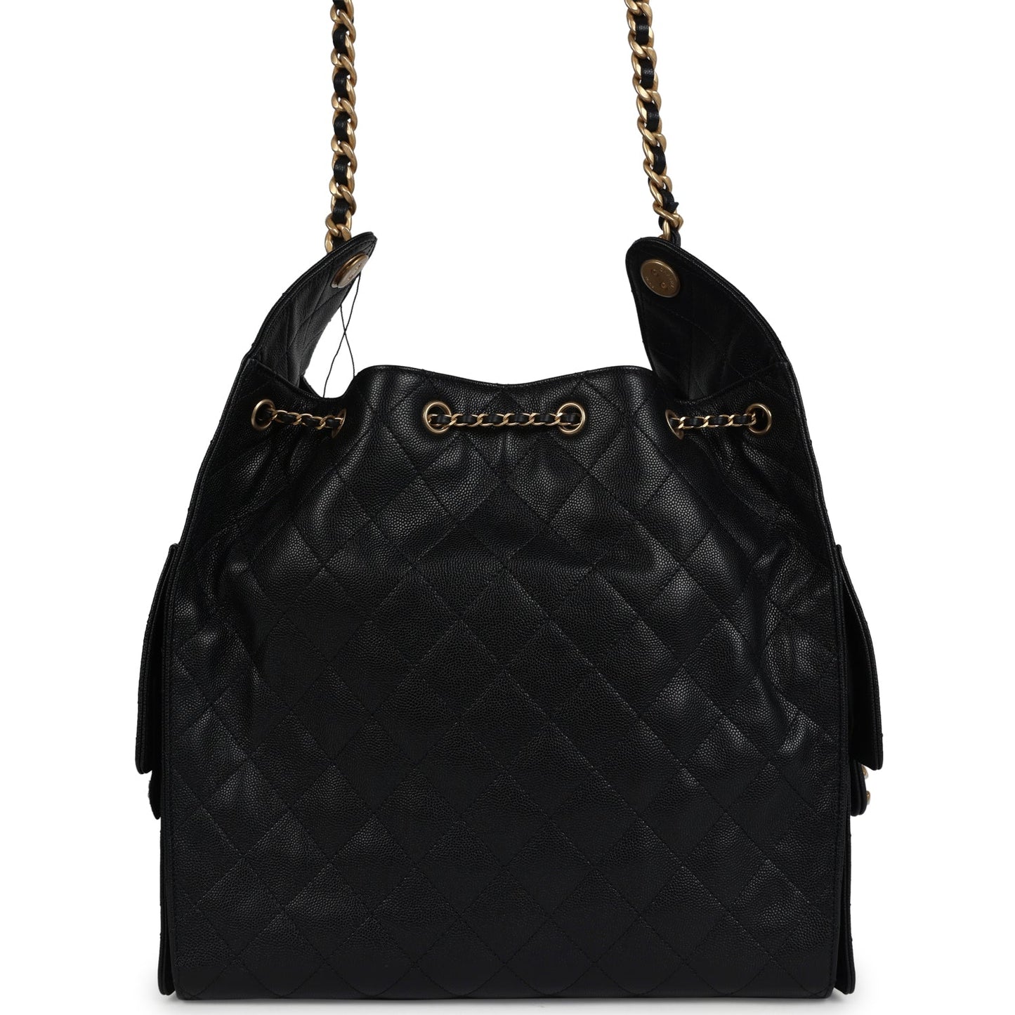 Chanel Medium 25 Hobo Bag Black Caviar Antique Gold Hardware