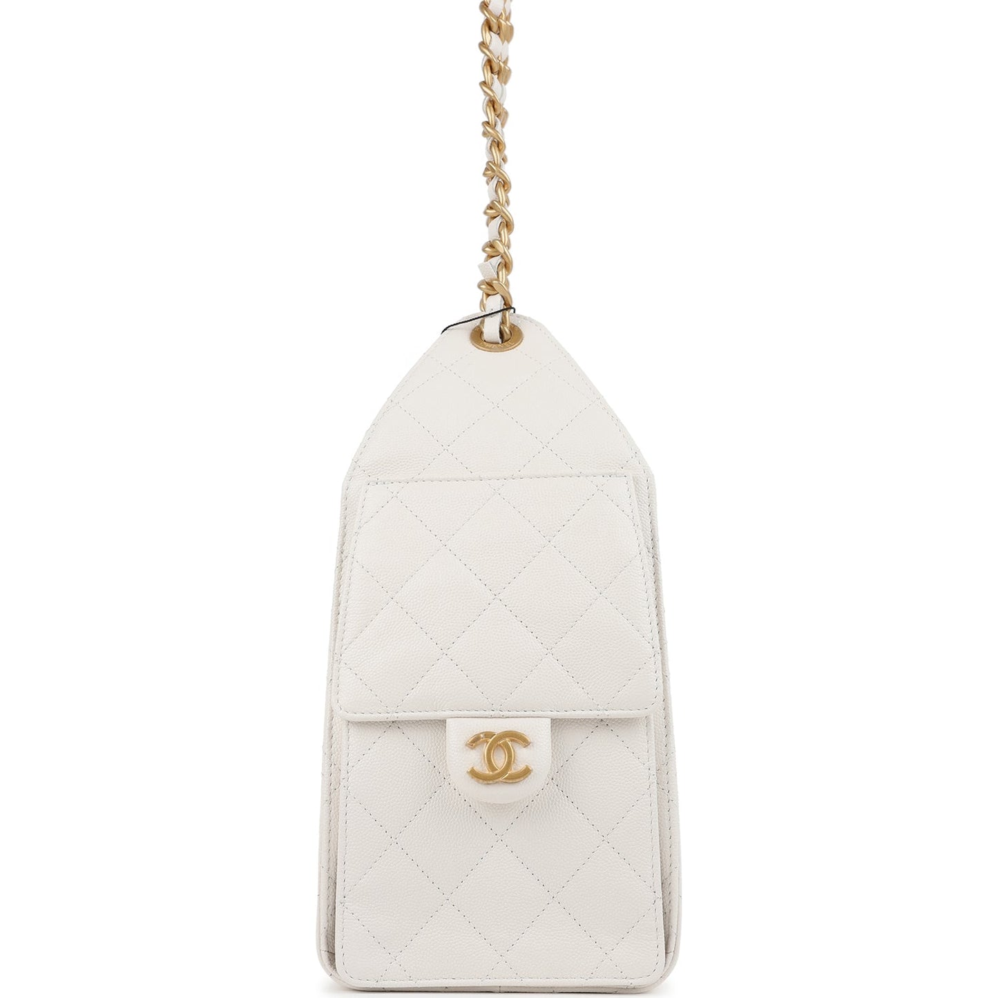 Chanel Small 25 Hobo Bag White Caviar Antique Gold Hardware