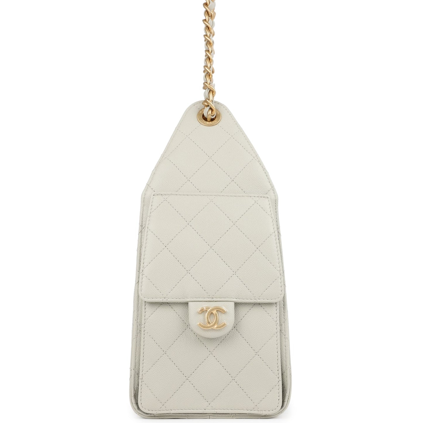 Chanel Small 25 Hobo Bag Light Grey Caviar Antique Gold Hardware