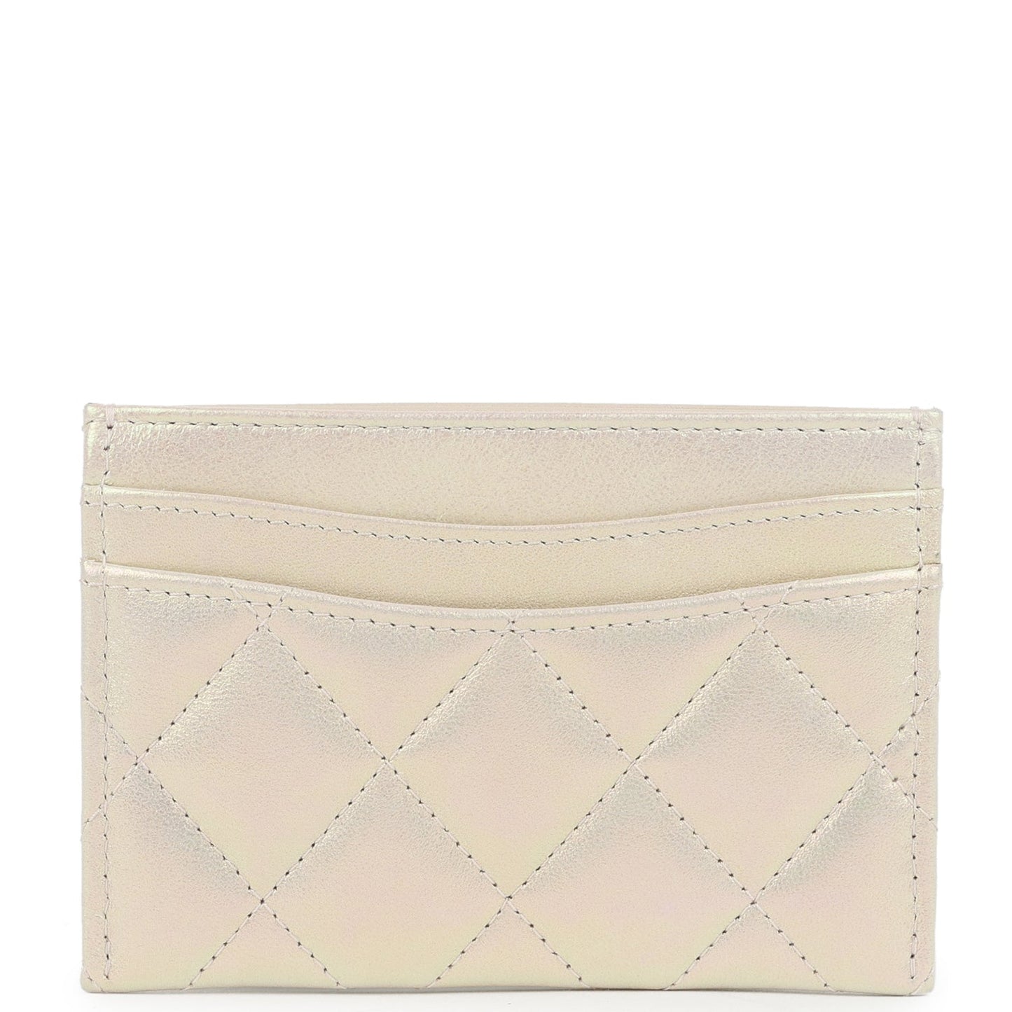 Chanel Classic Card Holder Wallet Iridescent Ivory Lambskin Light Gold Hardware