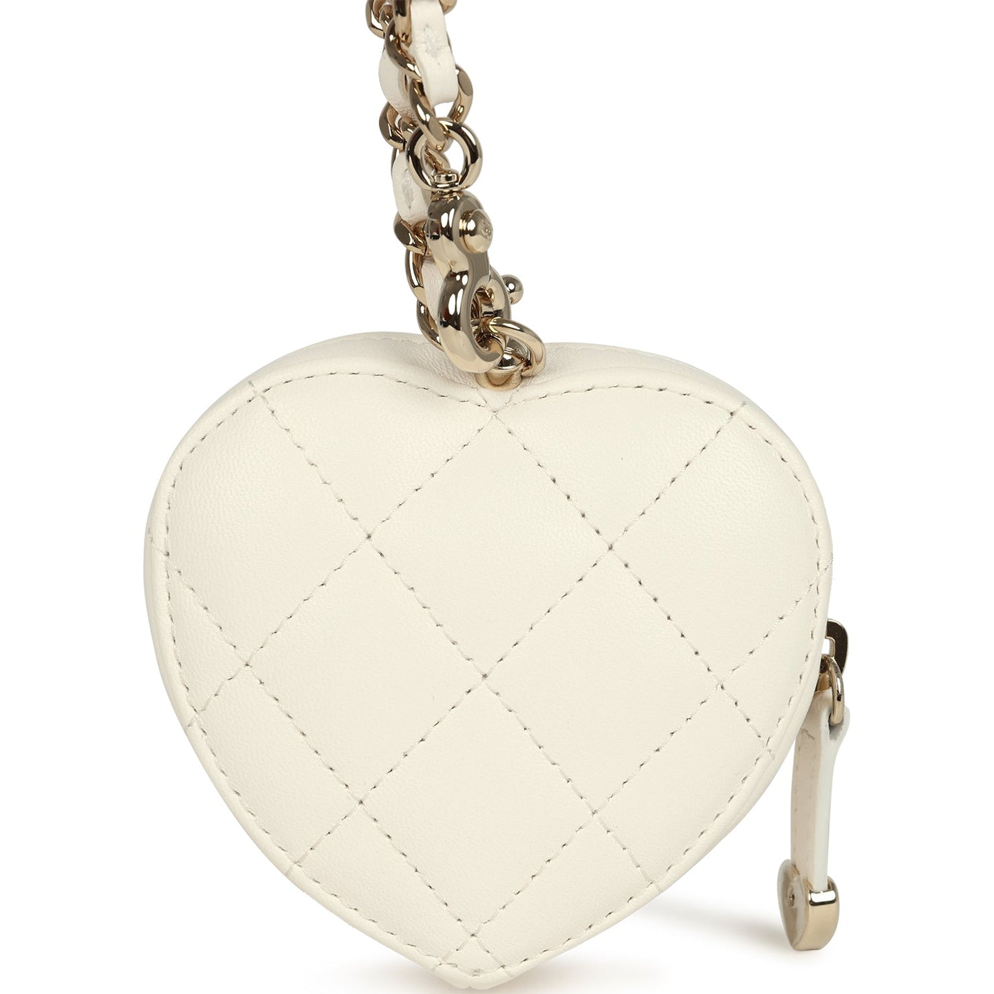Chanel CC In Love Heart Charm White Lambskin Light Gold Hardware