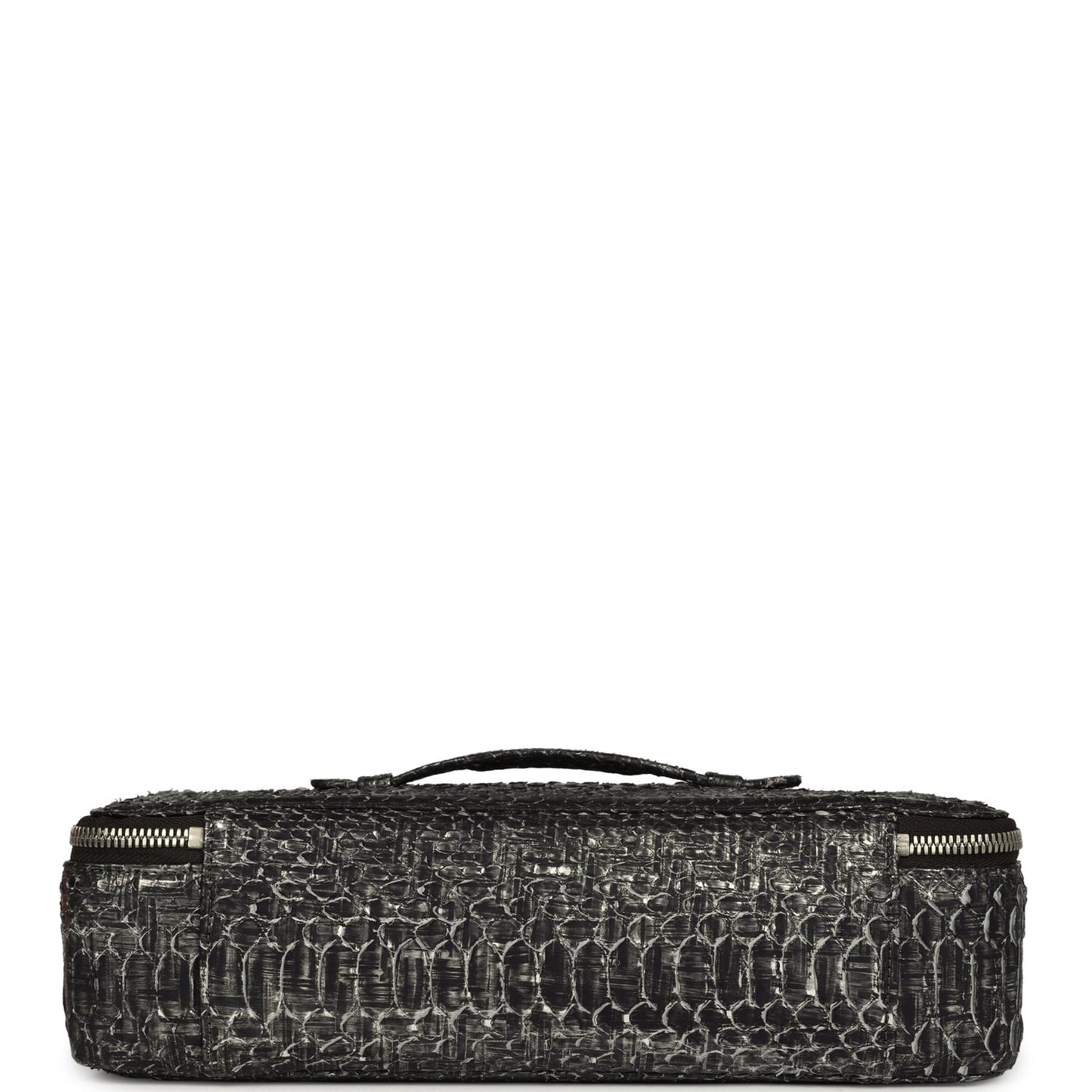 Chanel Vanity Case Black Metallic Python Silver Hardware
