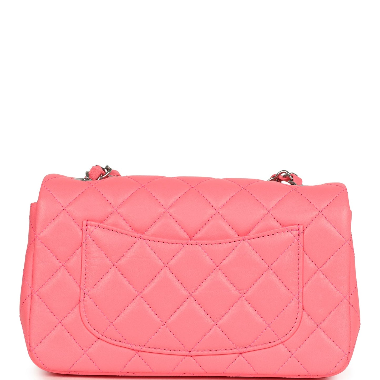 Chanel Mini Rectangular Flap Bag Pink Lambskin Silver Hardware