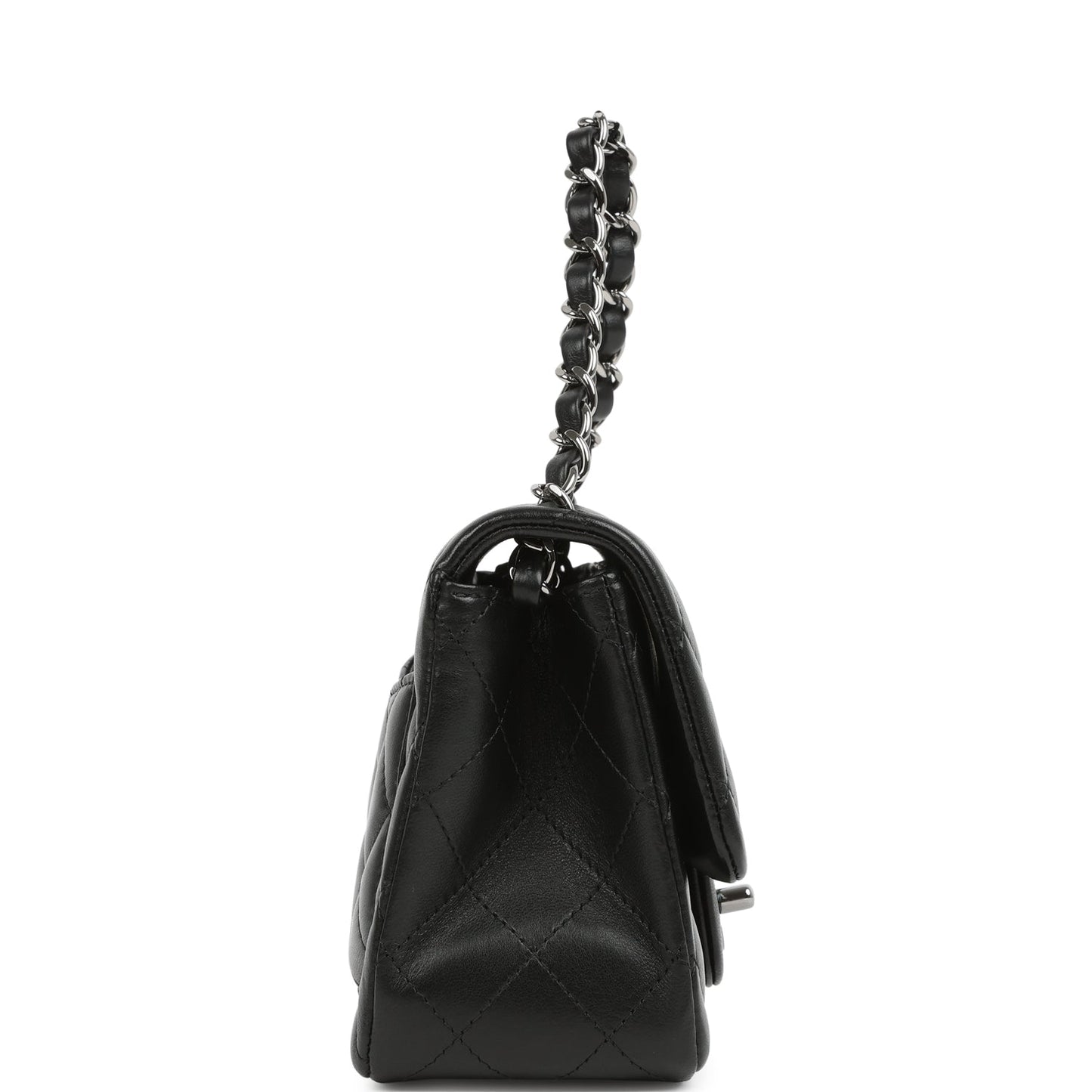 Chanel Mini Classic Square Flap Bag Black Lambskin Ruthenium Hardware