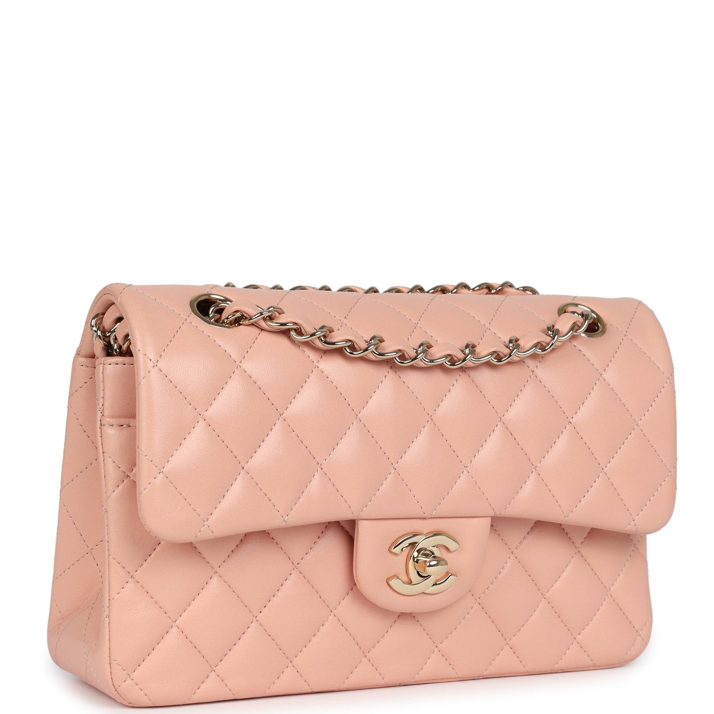 Chanel Small Classic Double Flap Light Pink Lambskin Gold Hardware