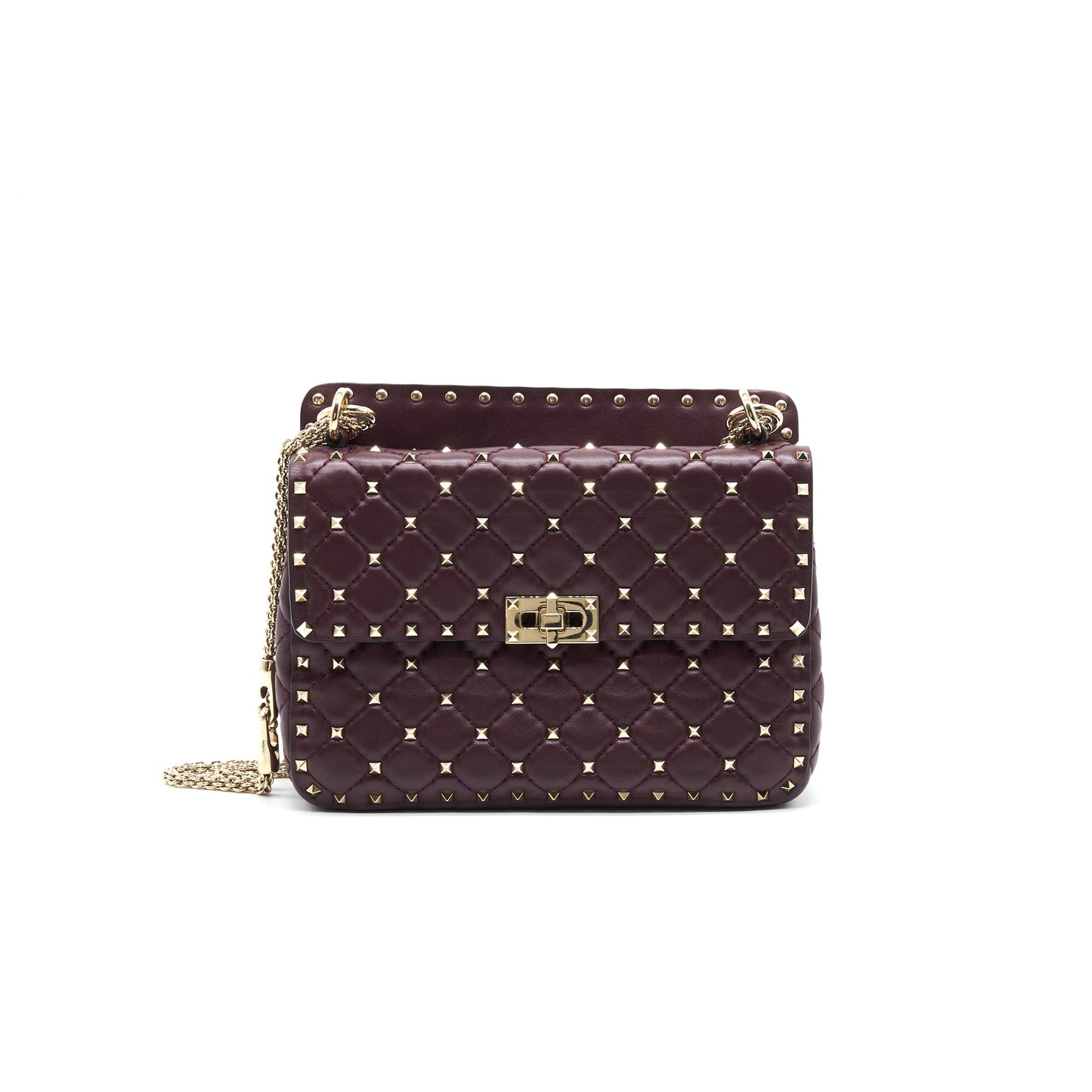 Valentino Garavani Medium Rockstud Spike Shoulder Bag Burgundy